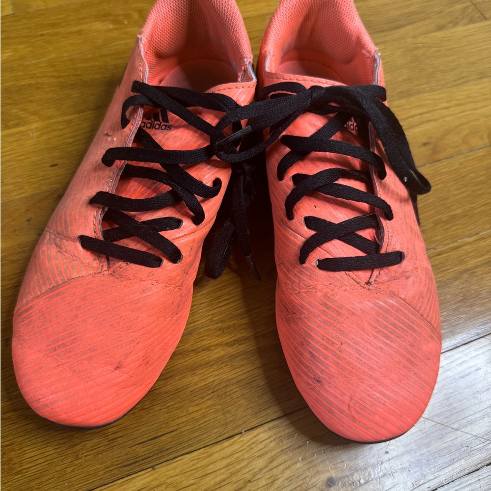 Adidas Bright Orange Kids Soccer Cleats with Black Laces